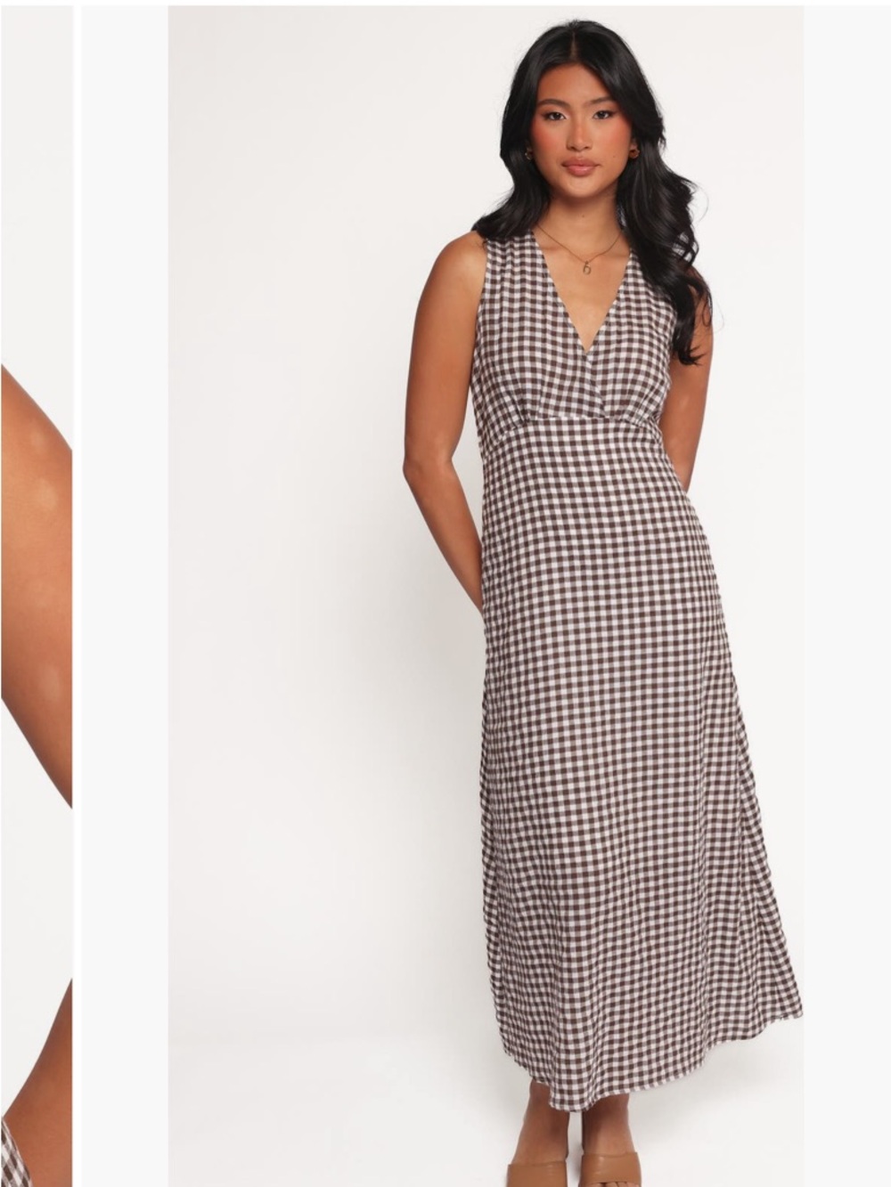 Petal and Pup Queenie Sleeveless V-Neck Gingham Maxi Dress